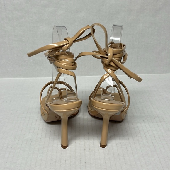 Schutz lily patent leather Nude Lace-Up toe strap Heels Strappy square Toe Sz 7 - Picture 8 of 16